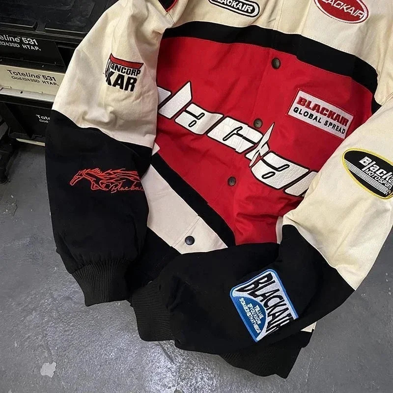 Vintage Racing Jacket Women Oversized Korean Streetwear Motorcycle Hip Hop Motorcycle Jackets Female Matching Baseball 250806