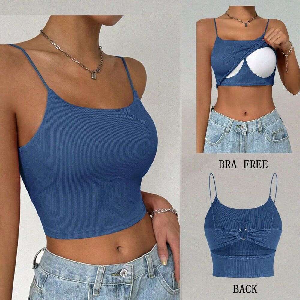 Summer New Hot Girl Women's Clothing with Chest Pads Hollow Out autiful Back Camisole Short Vest