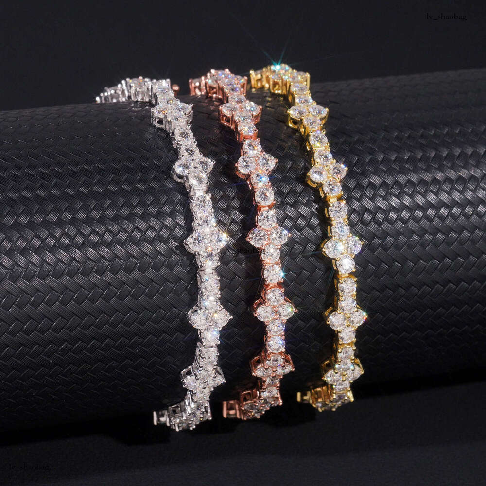 New Sier Moissanite Tennis Chain 3-4mm Hip-Hop Unisex Bracelet Necklace HipHop