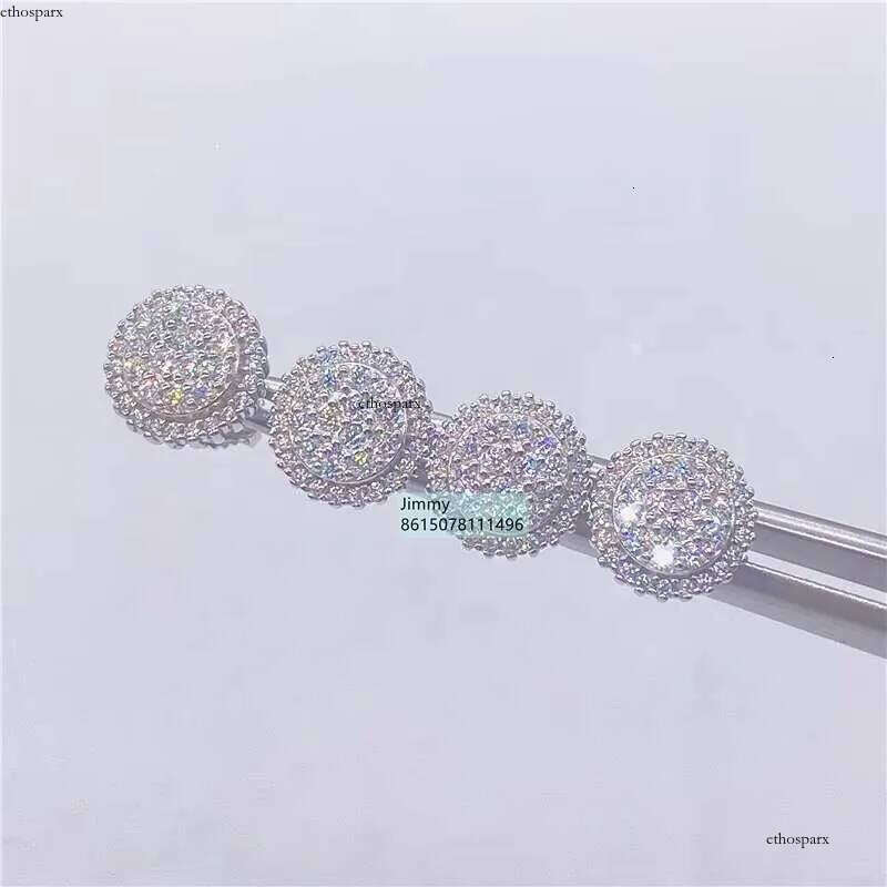 Best Selling Rappe Stock Wholesale Price Sier Iced Out Jewelry Vvs Moissanite Dia Round Shape Men Stud Earrings