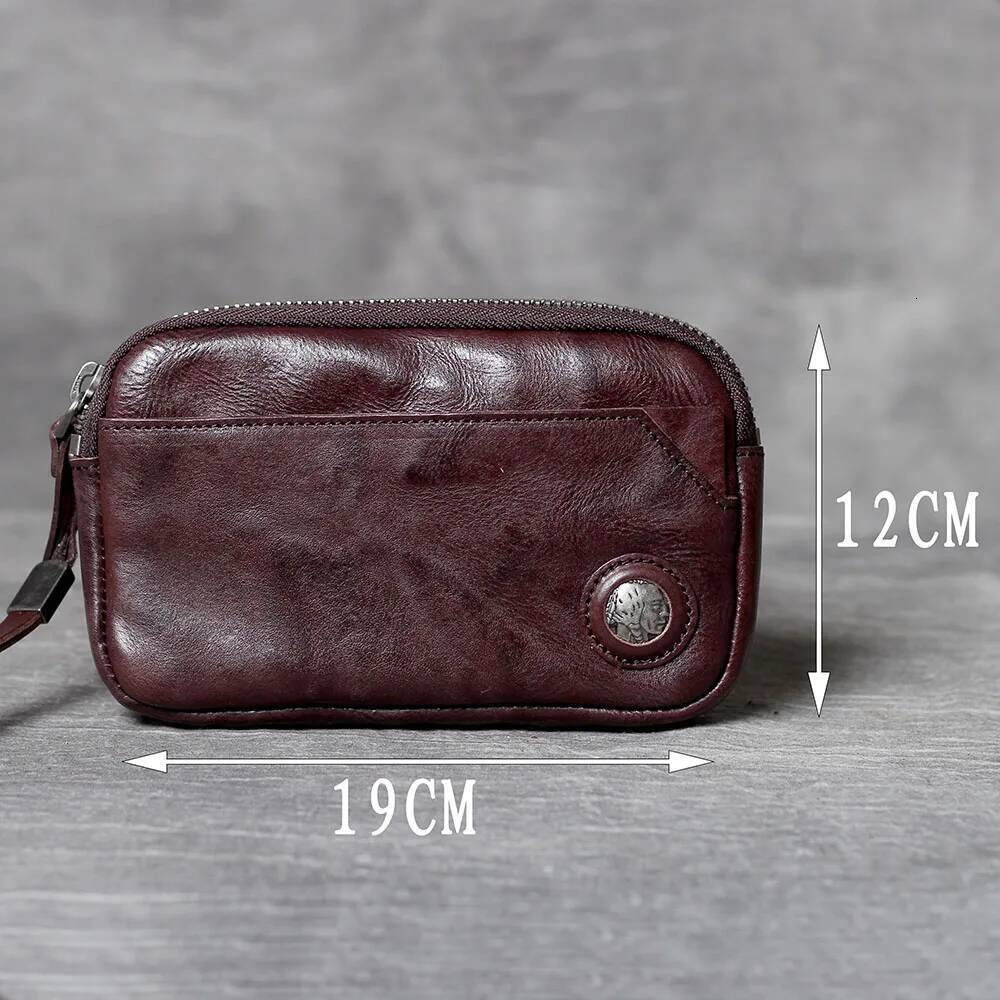 Vintage Genuine Men's Clutch Bag Long Wallet For Women First Layer Italy Leather Purse Retro Card Phone Holder