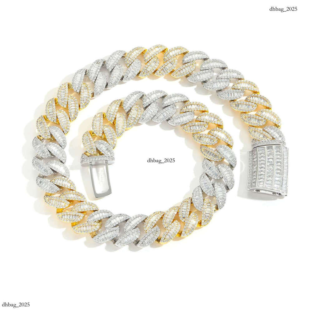 Hip Hop Rose Gold Two-Tone 20mm T-Cubic Moissanite chain Miami Cuban Chain Men's Necklace