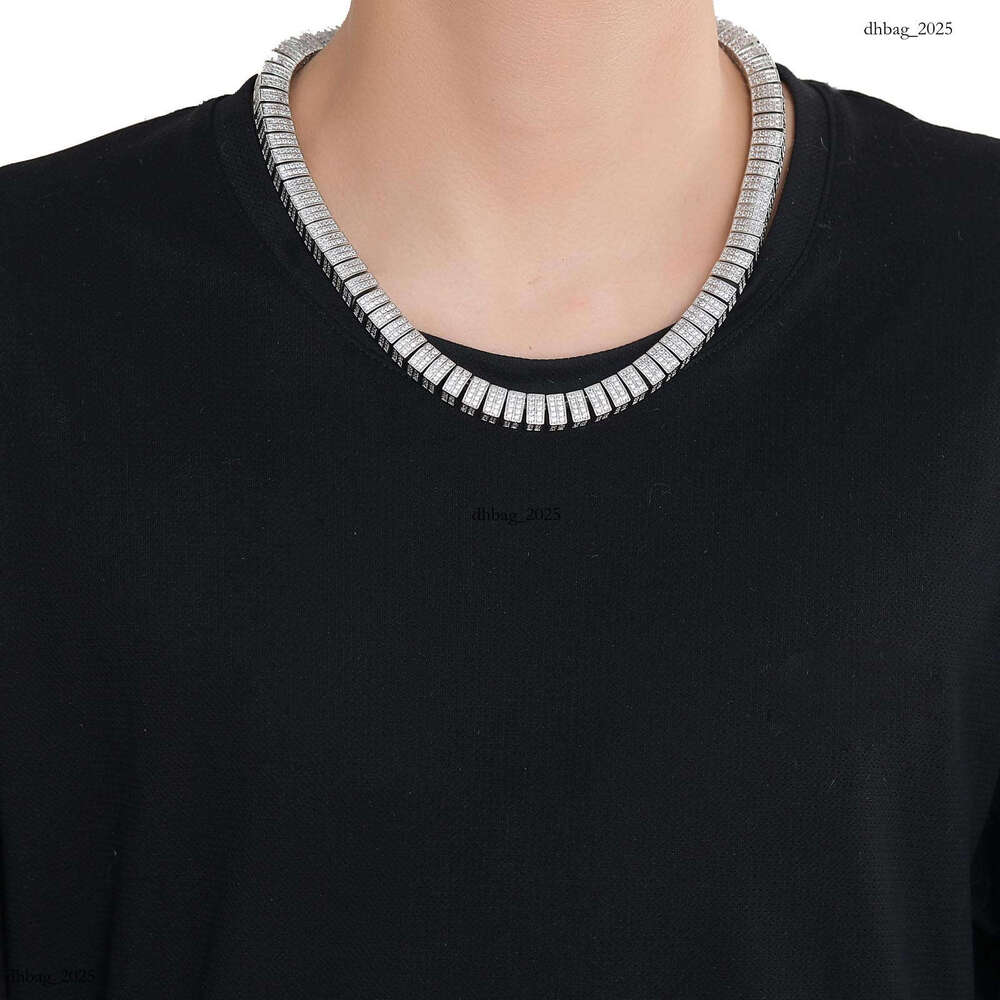 New 10mm Bamboo Hip Hop Necklace Micro Paved Moissanite chain Cuban Personality Trendy Brand Men's Clavicle Chain Accessory