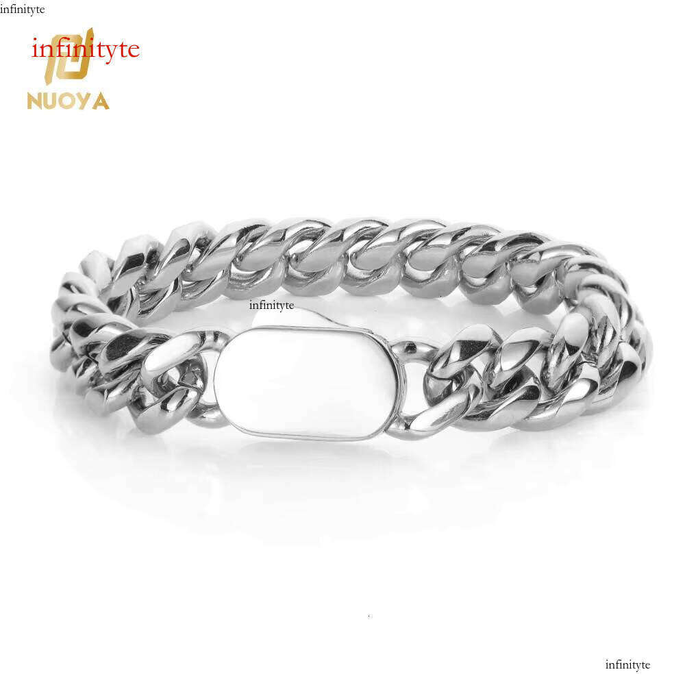 Nuoya 10mm Hip Hop Stainless Steel Chain Miami Cuban Link Bracelet for Men Gold Plated Men's Jewelry Fine Bracelets