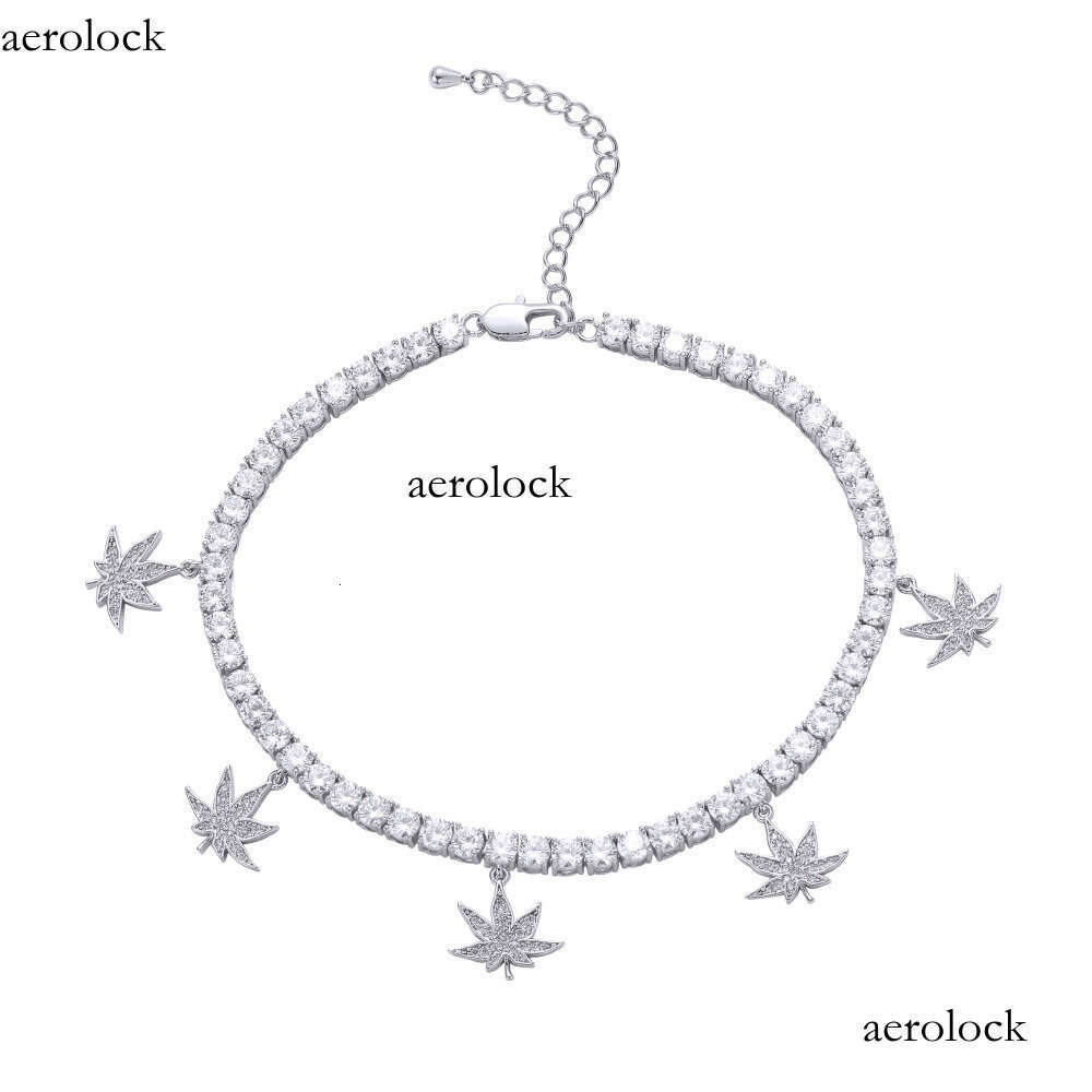 Women's Maple Leaf Hip Hop 4mm 9inch+ Extension Chain Tennis Anklet Jewelry