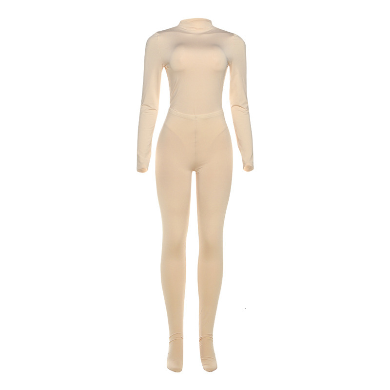 2025 Autumn New Womens Fashion Sexy Tight Long Sleeve Jumpsuit High Waist Stocking Pants Set