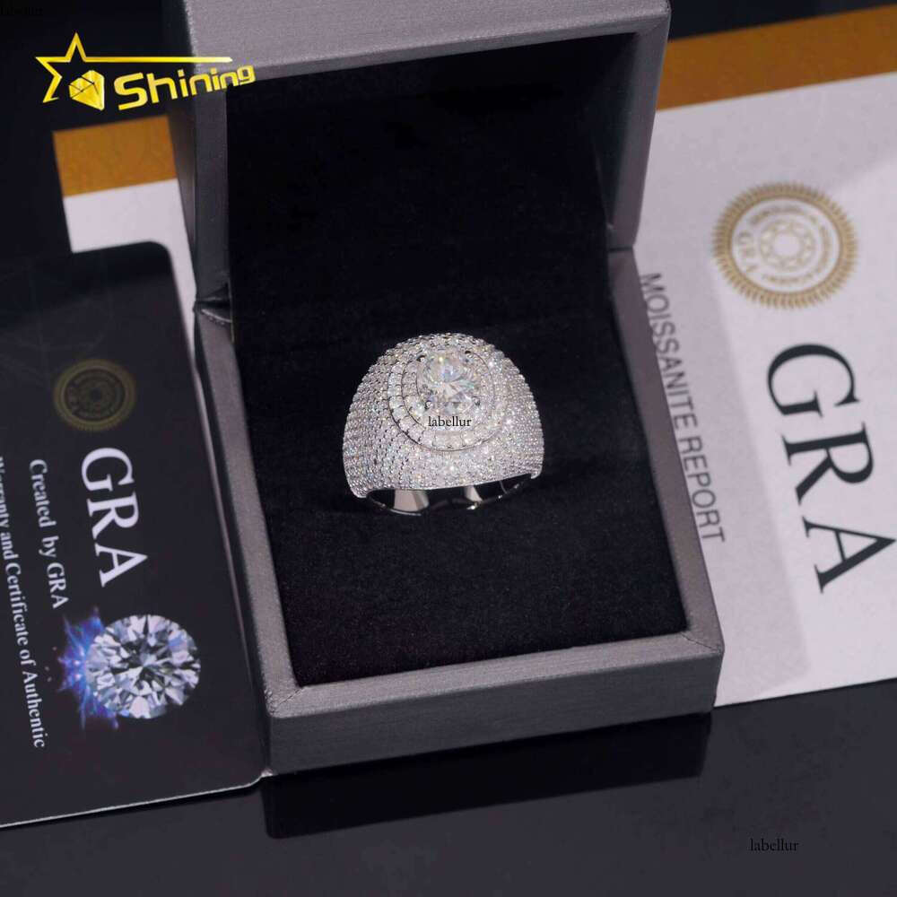 Pass Tester Hip-Hop Jewelry Pure Silver Full VVS Silicon Ice Out Men's Ring