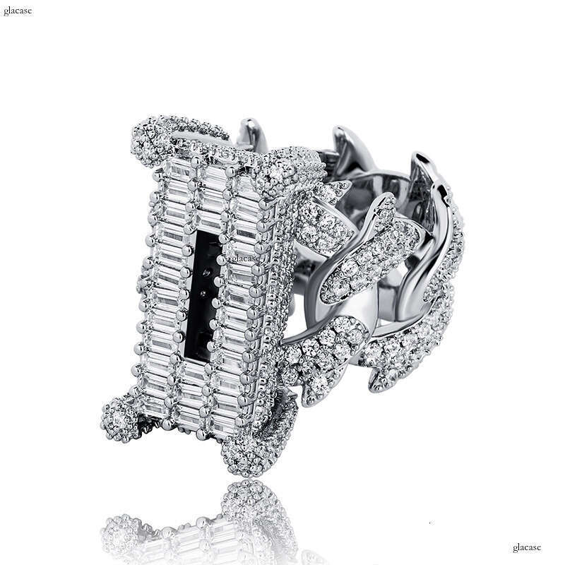 New Rectangular Cuban Full Zircon Hip-Hop Men's Trendy Jewelry Ring