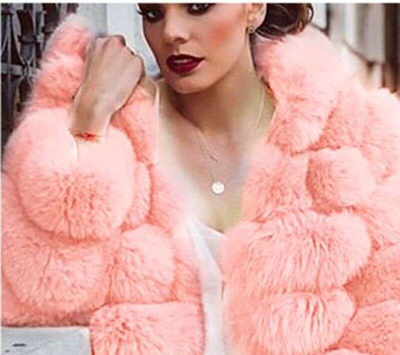 Women's thick warm long sleeve hat imitation rabbit fur coat