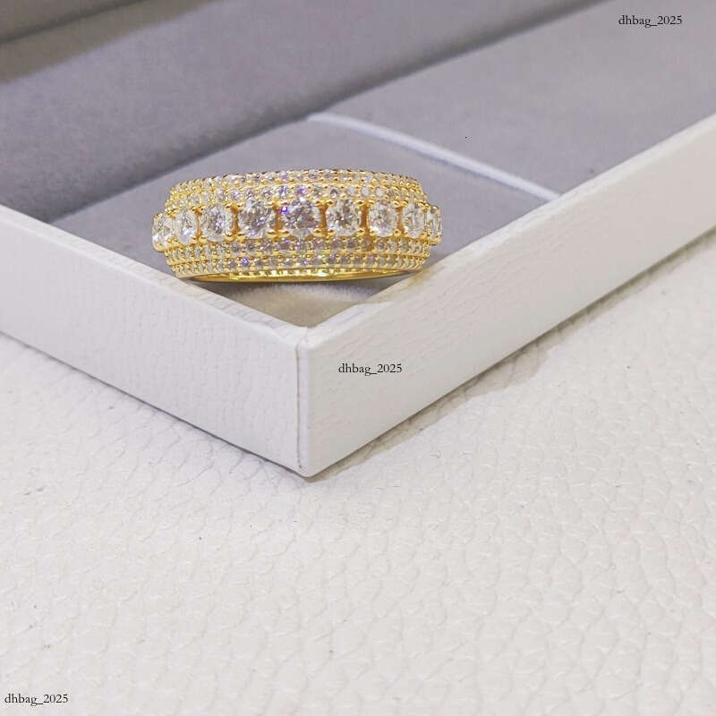 Five Rows Full Inlaid Moissanite Hip Hop Trendy Personality Rotatable Ring