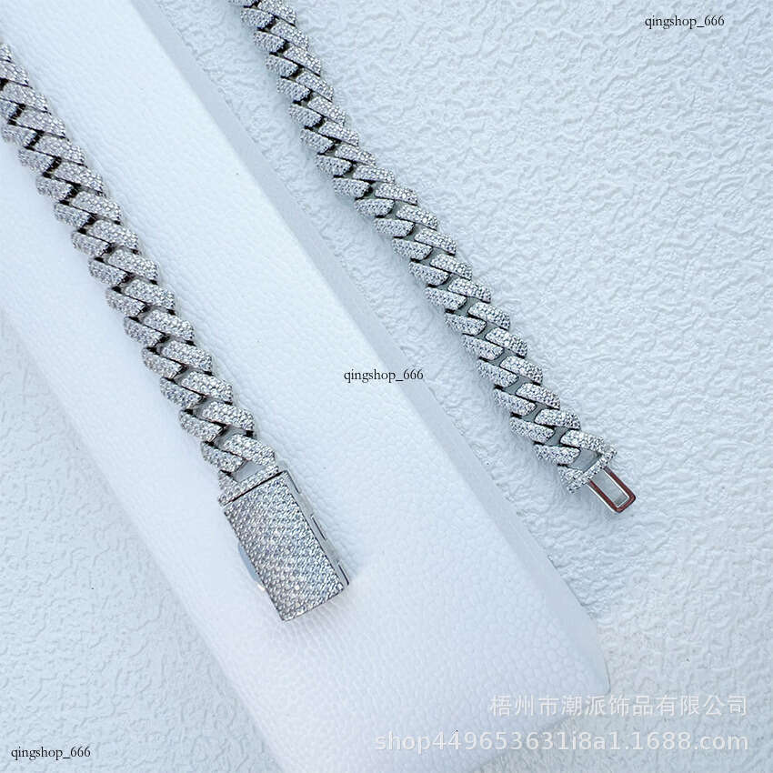 Hot Selling Hip Hop 10mm Double Row Full Dia Cuban Inlaid with Moissanite chain Trendy Men's Rock Punk Fashion Necklace