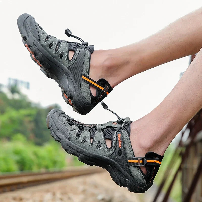 Summer Outdoor Sneakers Breathable Hiking Shoes Genuine Leather Outdoor Hiking Sandals Men Trekking Trail Water Sandals Big Size 250805