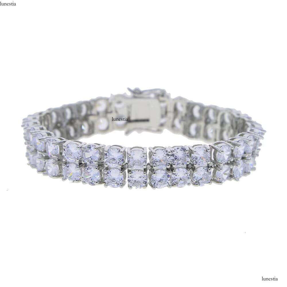 NUOYA 10mm Sier and Gold Plated Bracelet Two-Row Dia Tennis Chain Fine Jewelry for Women Gift