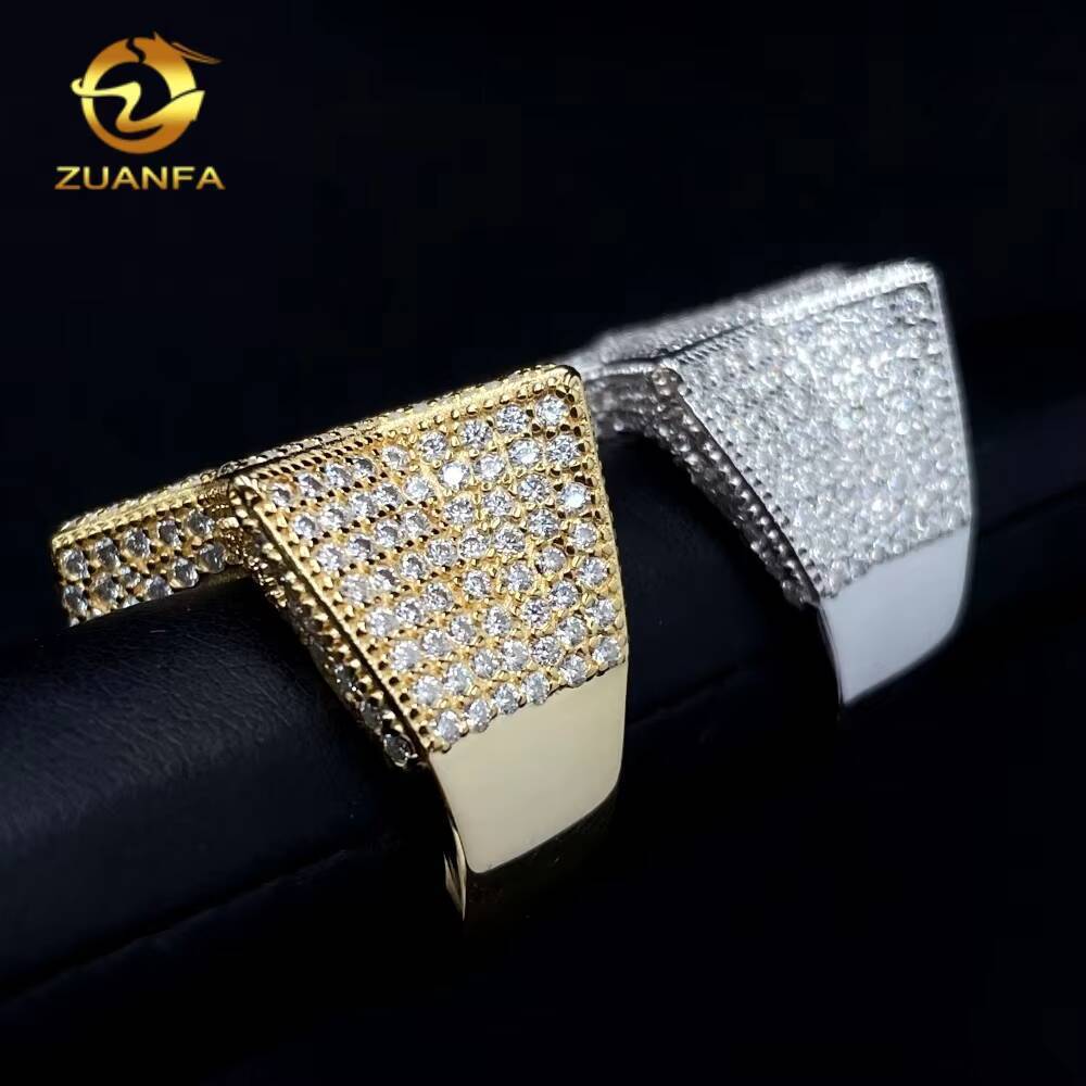 Fine Jewelry Hip Hop Style Pass Diamond Tester Iced Out Men Rings 925 Sterling Silver Moissanite Baguette Star Ring