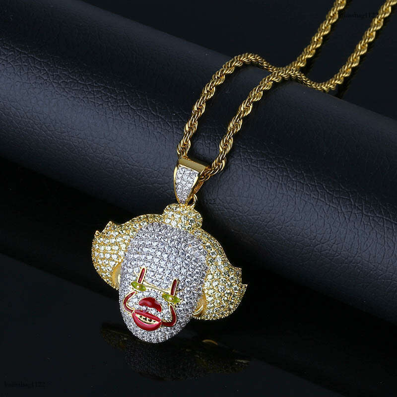 Hip Hop COS Classic Clown Fun Pendant Full Moissanite chain Inlay Unisex Trendy Accessories