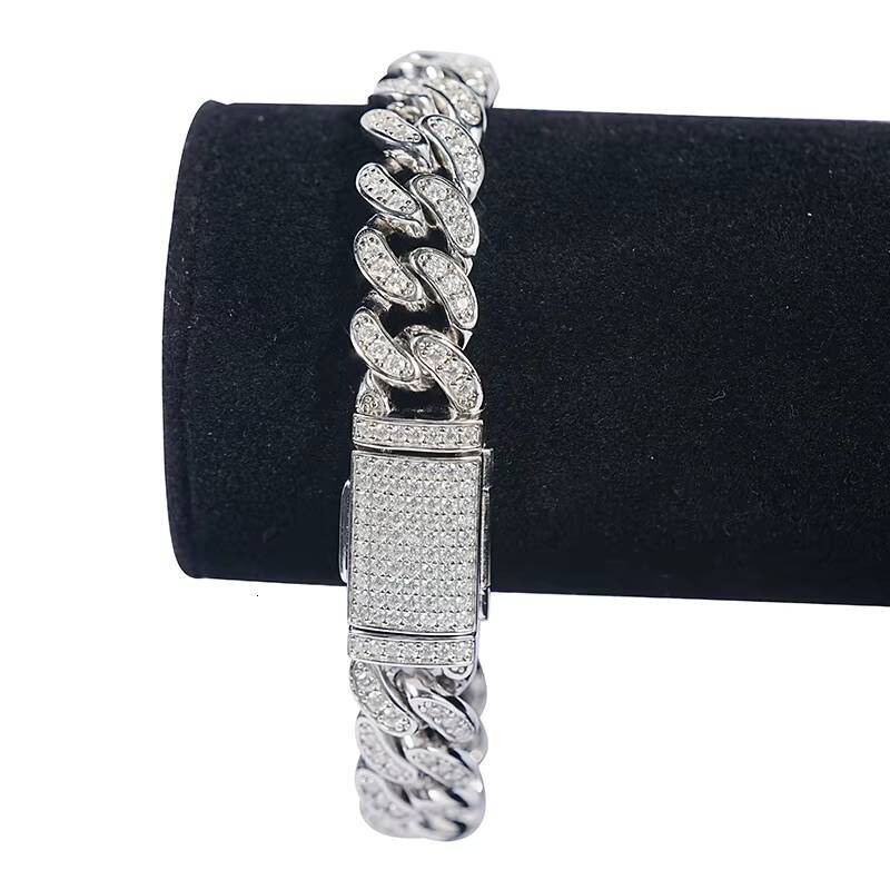 SICGEM 925 Silver Stainless Steel Gold Miami Moissanite Cuban Link Chain Iced Out Necklace