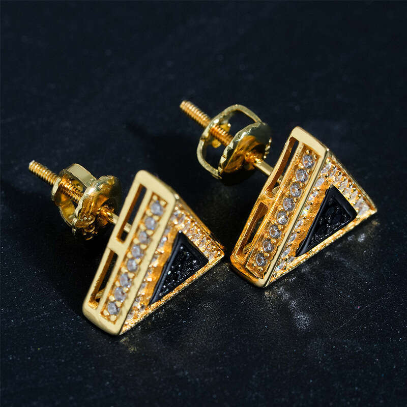 ICED OUT Hot Selling Sier Triangle Full Dia Zircon Men and Women Earrings fashion Accessories