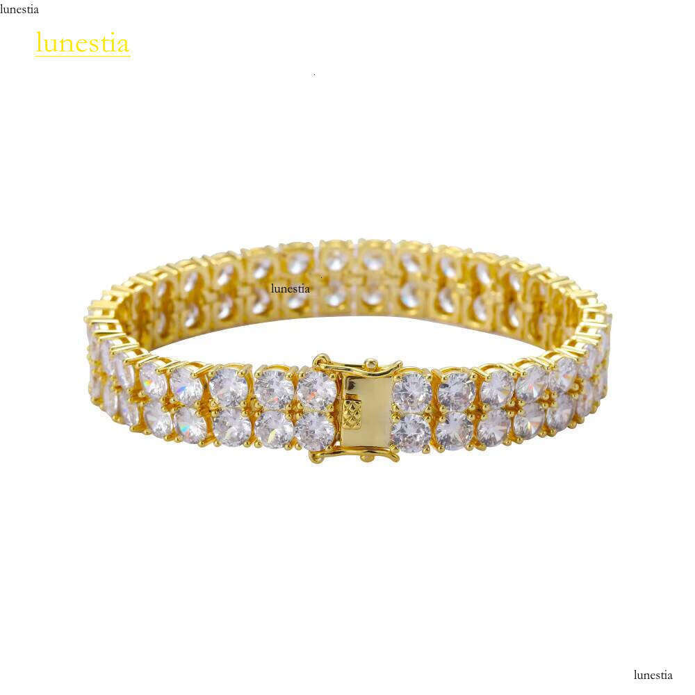 NUOYA 10mm Sier and Gold Plated Bracelet Two-Row Dia Tennis Chain Fine Jewelry for Women Gift