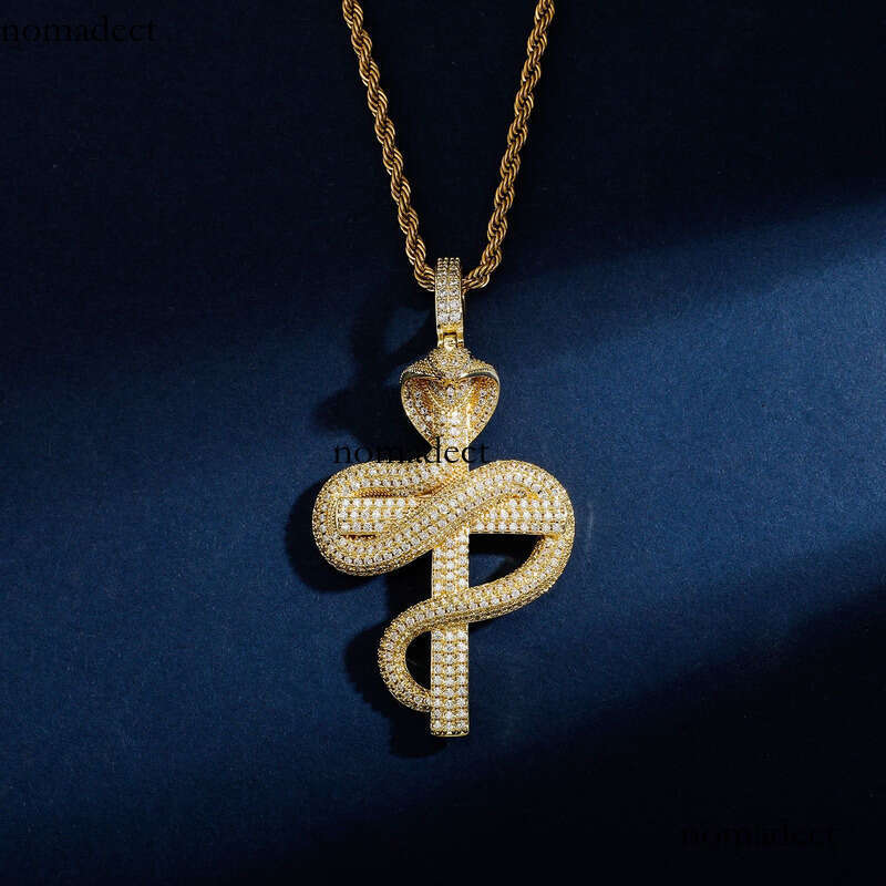 Unique Animal Pendant Simple Metal Texture Cobra Cross Necklace Jewelry
