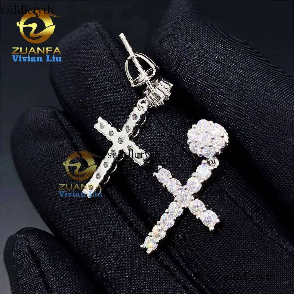High Quality Gold Plated Sterling Sier Fine Jewelry Shiny Vvs Moissanite Dia Earrings