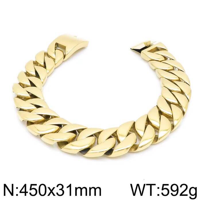 European American Hip-Hop Fashion Coarse Cuban Chain Necklace Men Women 316L Stainless Steel Cross-Border Bracelet