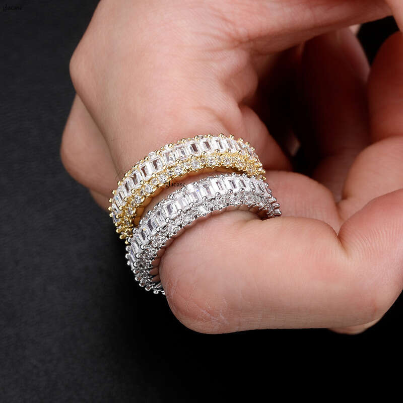 Full Zircon Unisex Personality Light Luxury Ring Hip-Hop Jewelry