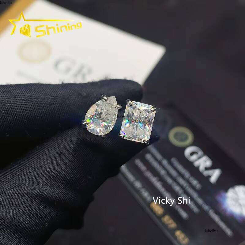 Premium Jewelry Series Women's Pure Silver D VVS Cubic Zirconia Wedding Iced Out Ring Gift