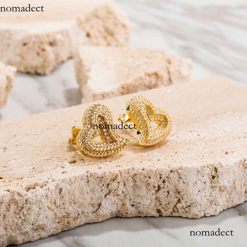 Zircon Hollow Heart Light Fashion Hip-Hop Earrings Exaggerated Personality Ear Jewelry