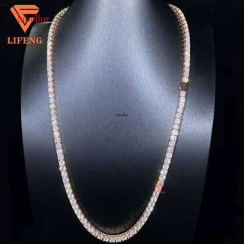 Hip Hop Jewelry 2MM D VVS Moissanite Chain GRA Certificate Sier Platinum Tennis Necklace Gift