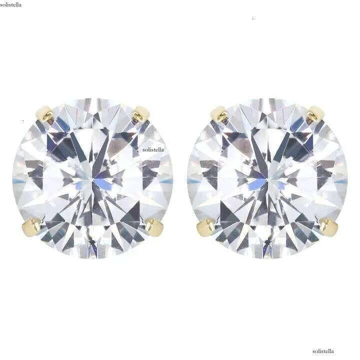 Iced Out Solid Sterling Stud Hiphop Bling 4 Prong Round Brilliant Moissanite Earrings