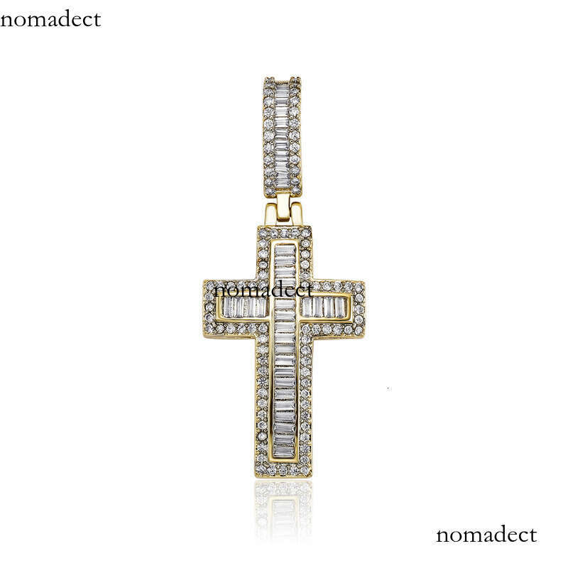 Hip Hop Cross Pendant Inlaid Moissanite chain Necklace Street Style Fashion Accessories