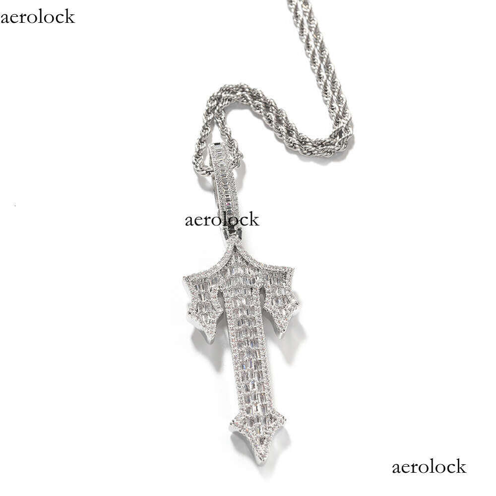 New Hip-Hop Style T Letter Pendant Gold-Plated Cubic Moissanite chain Fashionable Versatile Men's Necklace