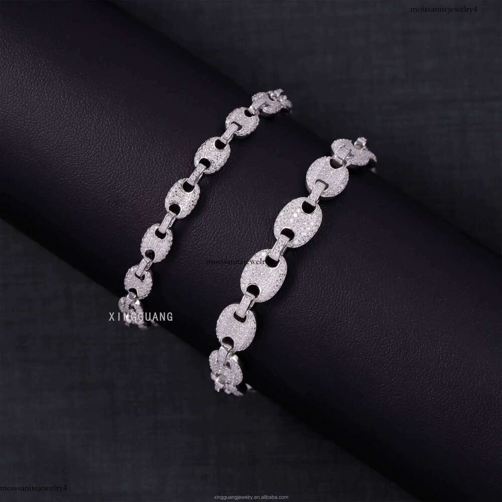 Popular 6mm 8mm Wide Hip Hop S Sier VVS Moissanite Dia Cuban Bracelet for Men Women