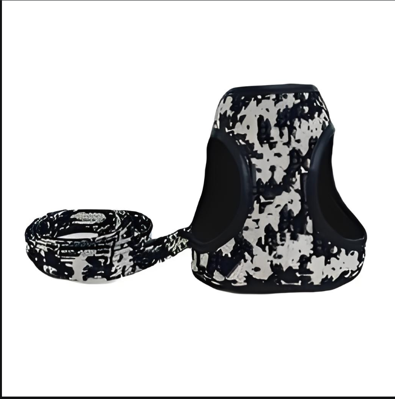 free shipping Designer Leash Set with Jacquard Letter Pattern No Pull Dog Vest for Small and Medium Dogs, Easy Walk Soft Step in Escape Proof Harness 