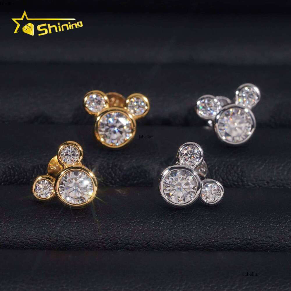 Hot Sale Cute Earring Fine Jewelry Gold Plated Sterling Sier Gra VVS Dia Moissanite Screw Back Stud Earrings