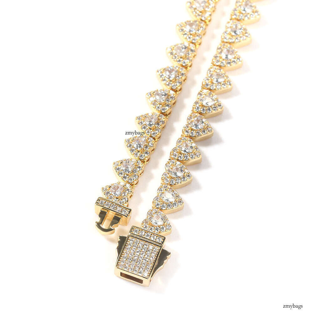 Hiisees New Personality Design Full Moissanite chain Double Layer Heart Necklace Spring Clasp Jewelry