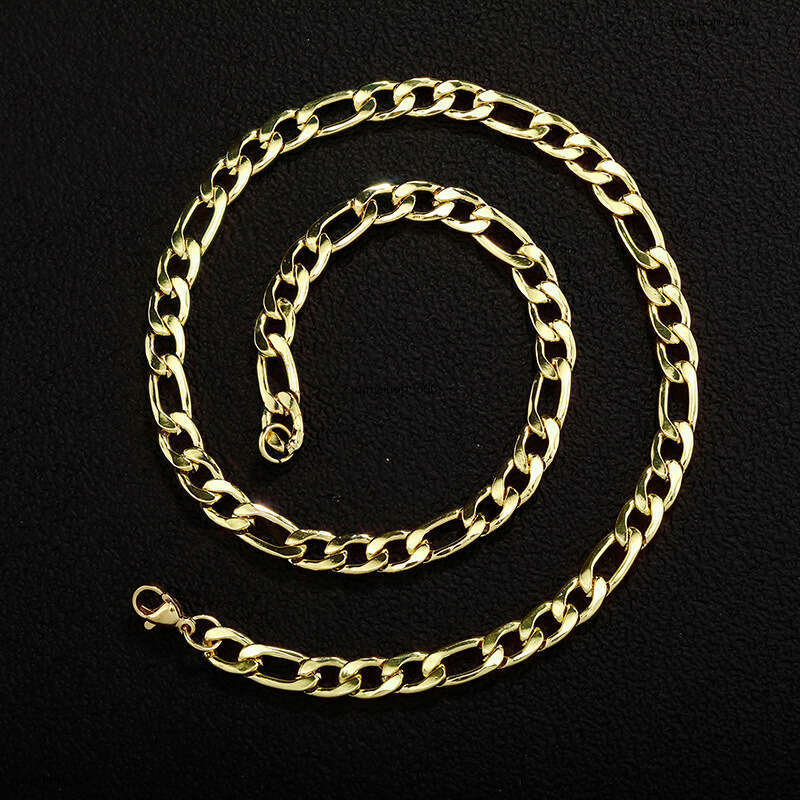 Sterling Silver NK Figaro Multi-layer Plated Simple Jewelry Men's Necklace Hip-hop Cuban Chain