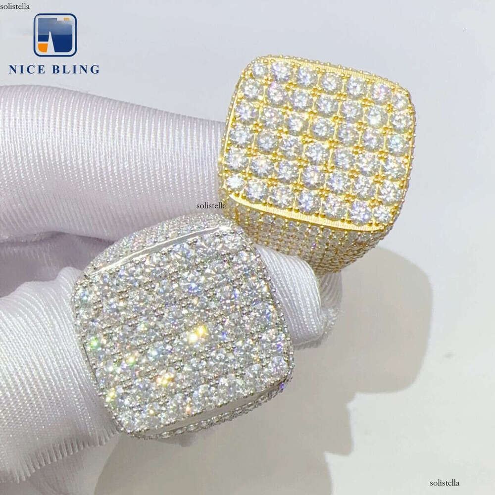 Pass Tester Hip Hop Jewelry Men square Shape Engagement Rings Sterling Sier Vvs Moissanite Dia Ring