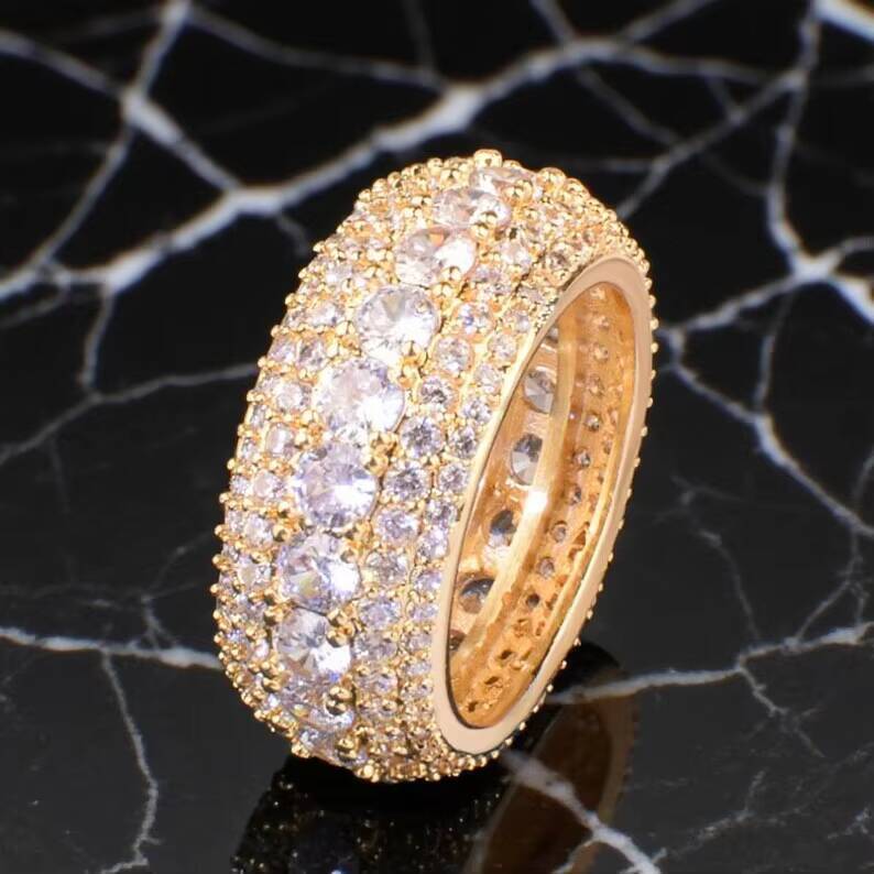 925 Sterling Silver Rapper Diamond Moissanite Ring Pass Diamond Tester Hot Selling Hip Hop Moissanite Ring for Men