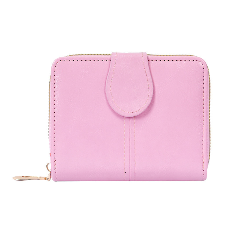 2025 New Cross-Border Short Wallet Women's Oil Wax Leather Vintage Coin Luxury bag Purse Buckle Coin Bag Women's Small Wallet