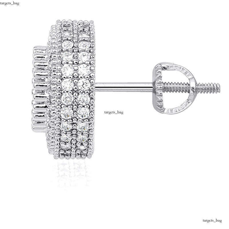 Sterling Sier Round Full Zircon Hip-Hop Personality Unisex Trendy Earrings