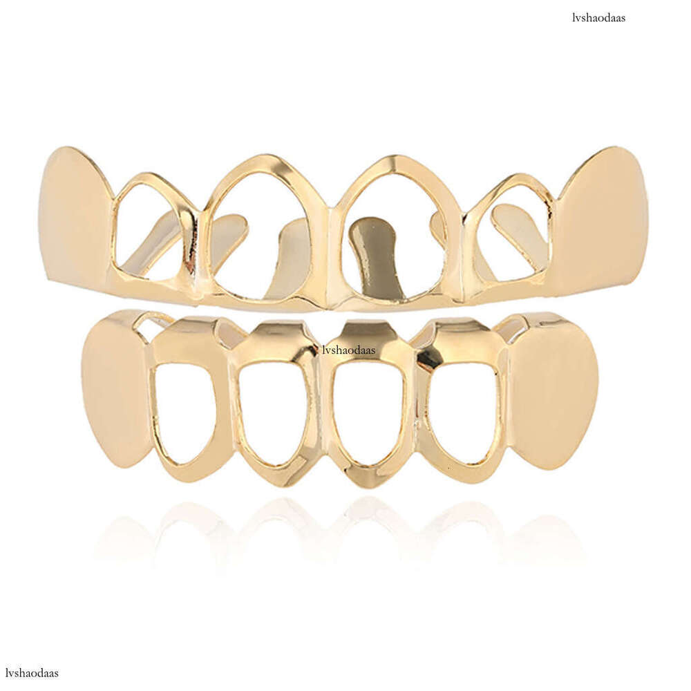 Gold Hollow Plated Smooth Teeth Men's Trendy Hip-Hop Accessories