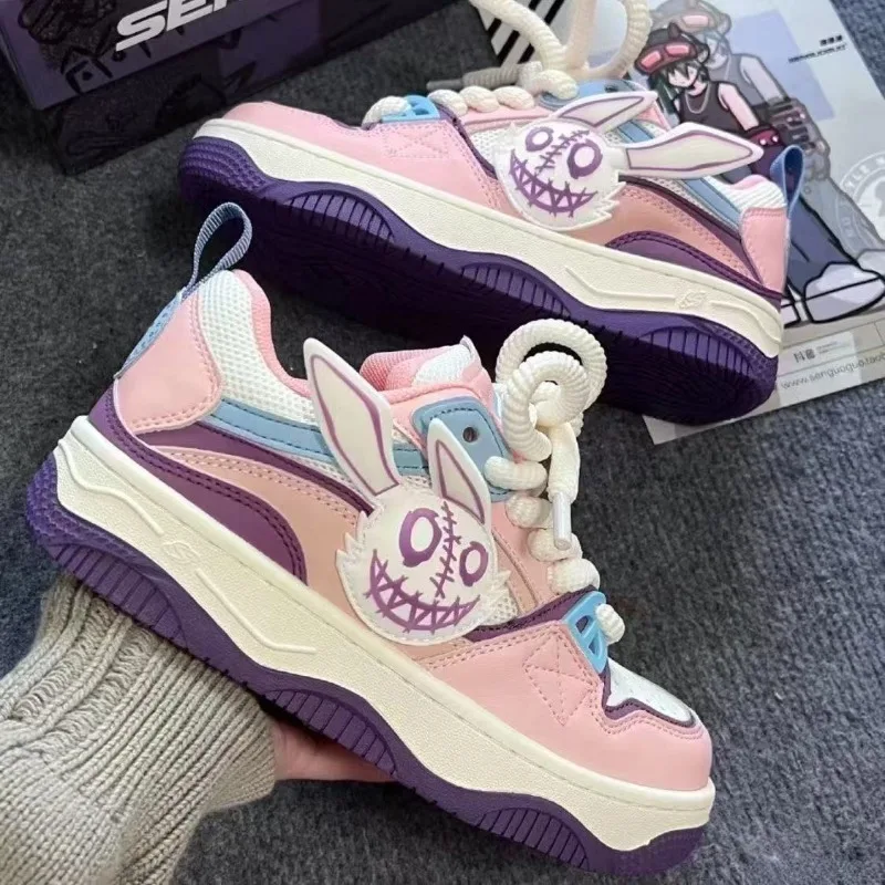 Autumn Fashion Women Sneakers Cute Rabbit Patchwork Breathable Platform Shoes Designer Black Purple Ladies Footwear women shoes Breathable Jogging Sne