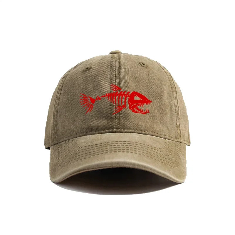 Fishbone Baseball Cap Summer Distressed Dad Hats Men Outdoor Fishing Skeleton Fish Bone Caps MZ-496 250805