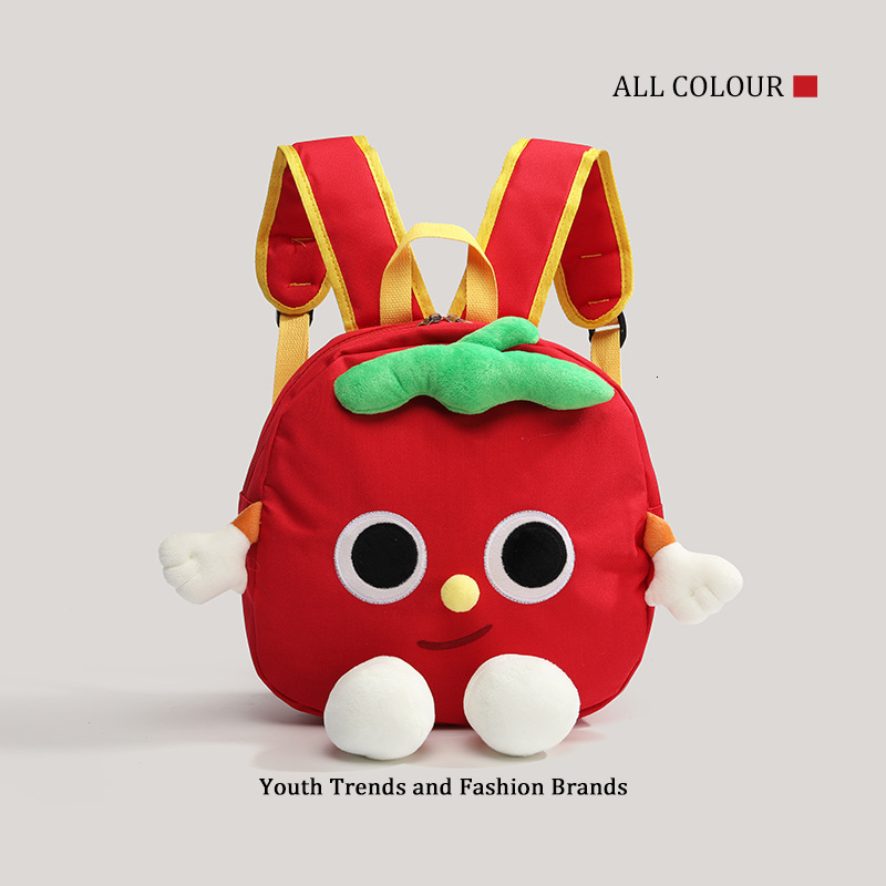 Red Tomato Cartoon Backpack Cute Versatile Soft Girl School Bag for Women ddmymoon