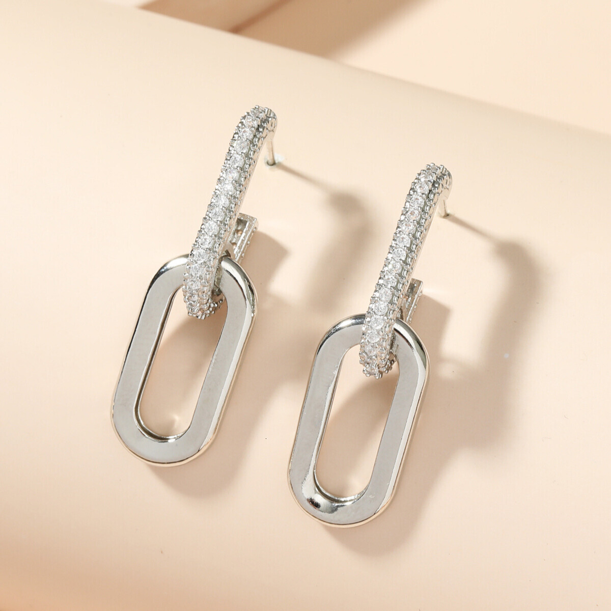 Original Minimalist Fashion Personality Copper Micro-inlaid Two-section Double-claspearrings Free Shipping Designer Luxury Jewelry Women's Access