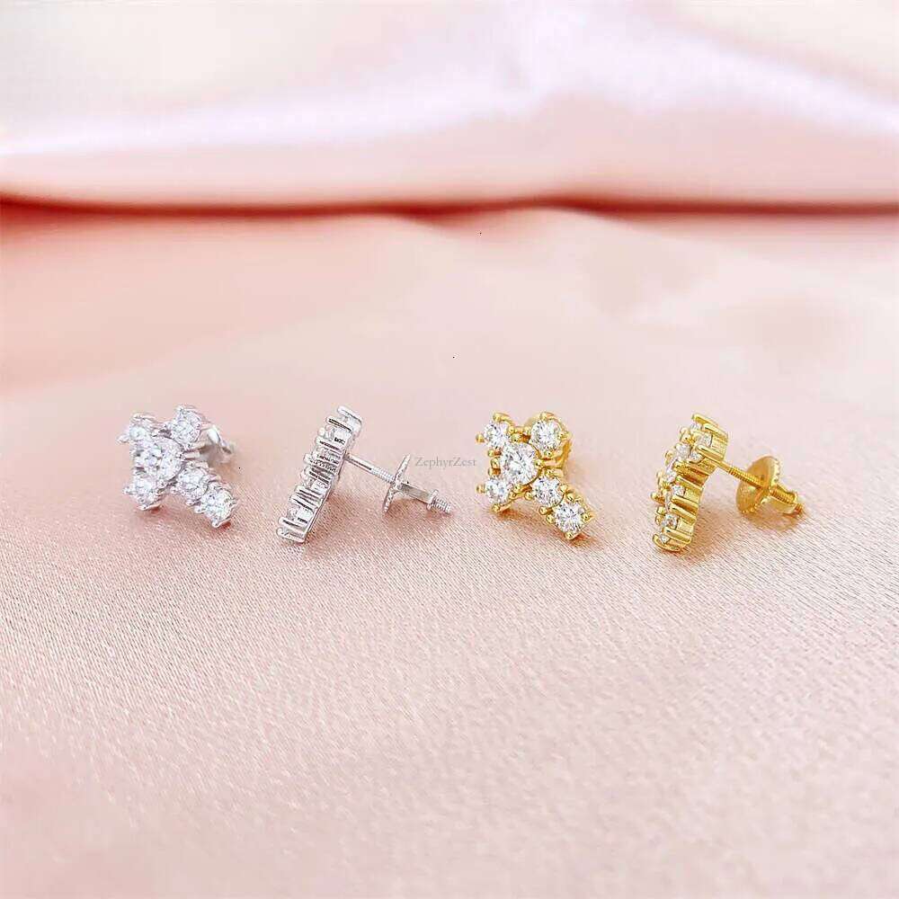 Pass Dia test hip hop classic moissanite dia cross sier women men stud earring