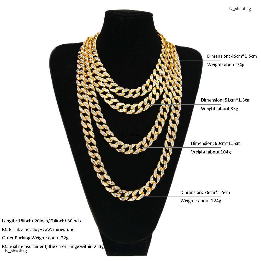 Trendy Hip-Hop Necklace Jewelry Unisex Style Versatile Full Dia 15mm Alloy Cuban Chain
