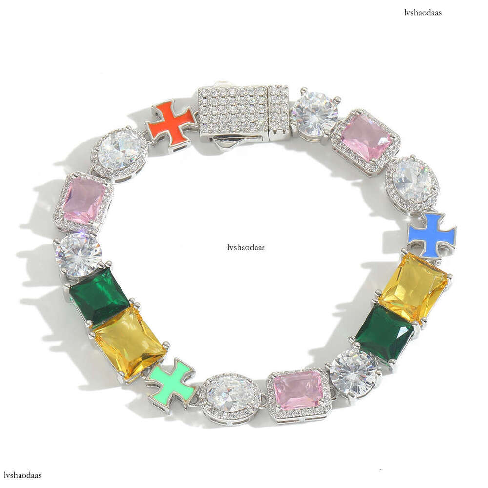 Ins Style Hip-Hop Colorful Moissanite chain Necklace Niche Fashion Dopamine Internet Celebrity Collarbone Chain Accessory