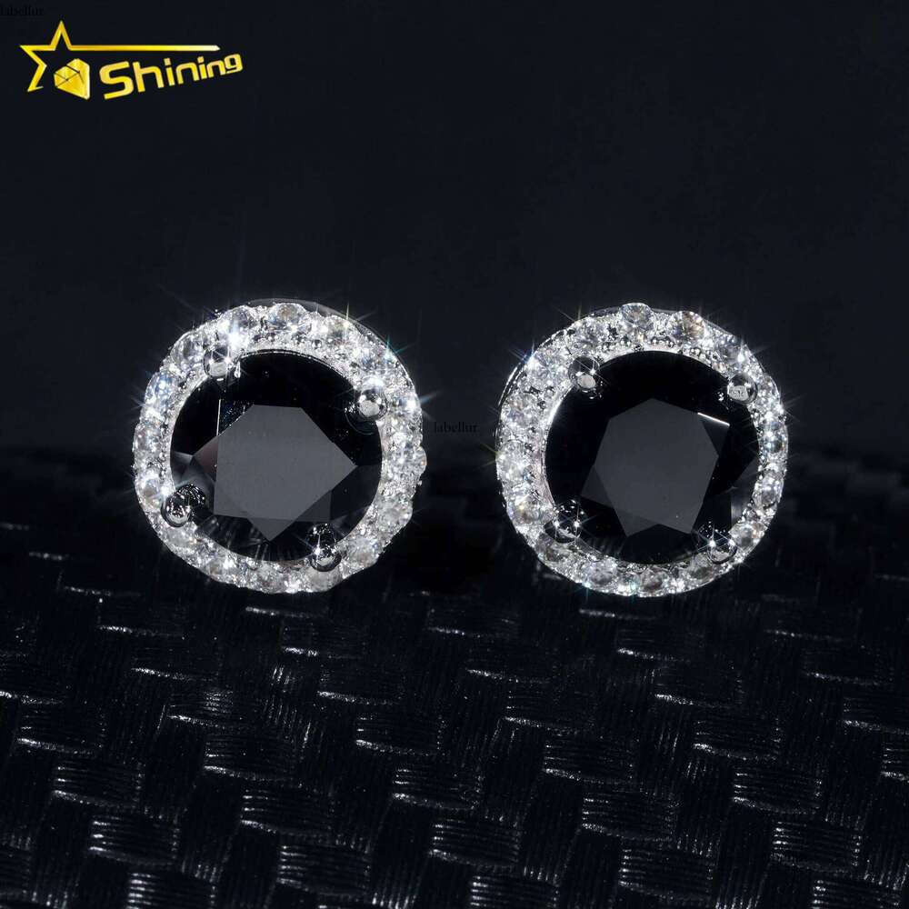 RTS Pass Dia Tester Classic Hip Hop Jewelry Sterling Sier Gold Plated 6.5mm Colored VVS Moissanite Stud Earrings